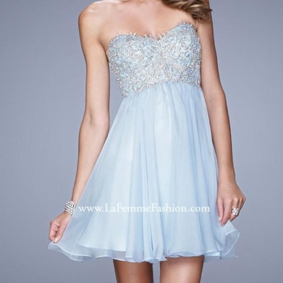 powder blue cocktail dress